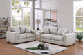 Classic Living Room 2Pc Sofa Set Ivory Corduroy Sofa And Loveseat W Pillows Square Arms Plush Couch Ivory Primary Living Space Cushion Back Classic,Contemporary,Modern Rubberwood Square Arms Corduroy 4 Seat