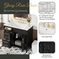 36'' Bathroom Vanity With Top Resin Sink, Freestanding Bathroom Storage Cabinet With 2 Drawers And A Tip Out Drawer, Solid Wood Frame Vanity Set, Height Adjustable Shelf 3 Black 2 2 Adjustable Shelves Bathroom Freestanding Solid Wood Mdf Resin Painted
