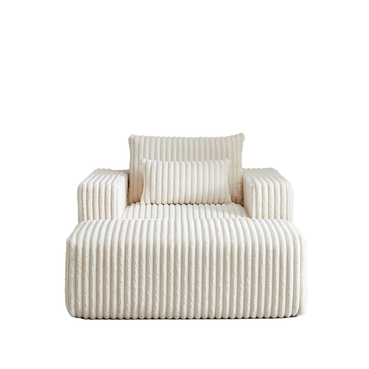 62.5 Inch Corduroy Sponge Sofa Lounge Chair With Removable Footrest,No Assembly Required,Fluffy Modern Sleeper Chair For Indoor Living Room Bedroom Beige Foam Corduroy 1 Seat