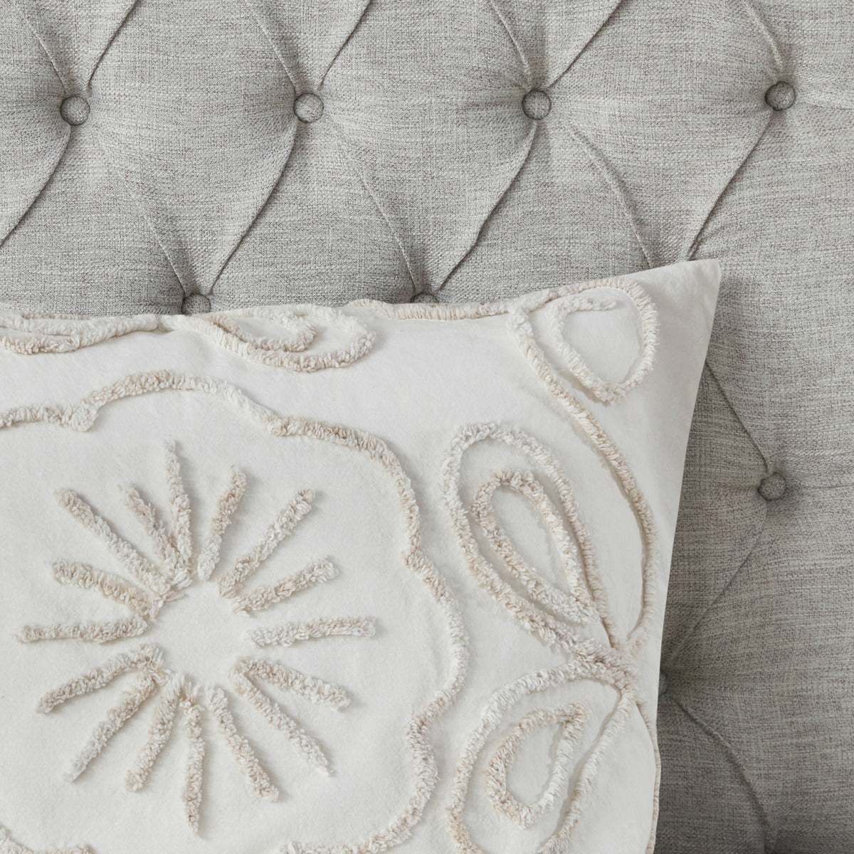 3 Piece Tufted Cotton Chenille Coverlet Set Ivory Taupe Full Queen Ivory Taupe Cotton