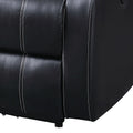 Black Power Recliner With Usb Port Black Faux Leather Power Push Button Wood Primary Living Space Pillow Back Transitional Push Button Eucalyptus Pillow Top Arms Faux Leather