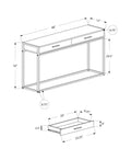 Accent Table, Console, Entryway, Narrow, Sofa, Storage Drawer, Living Room, Bedroom, Grey Laminate, Black Metal, Contemporary, Modern Grey Mdf