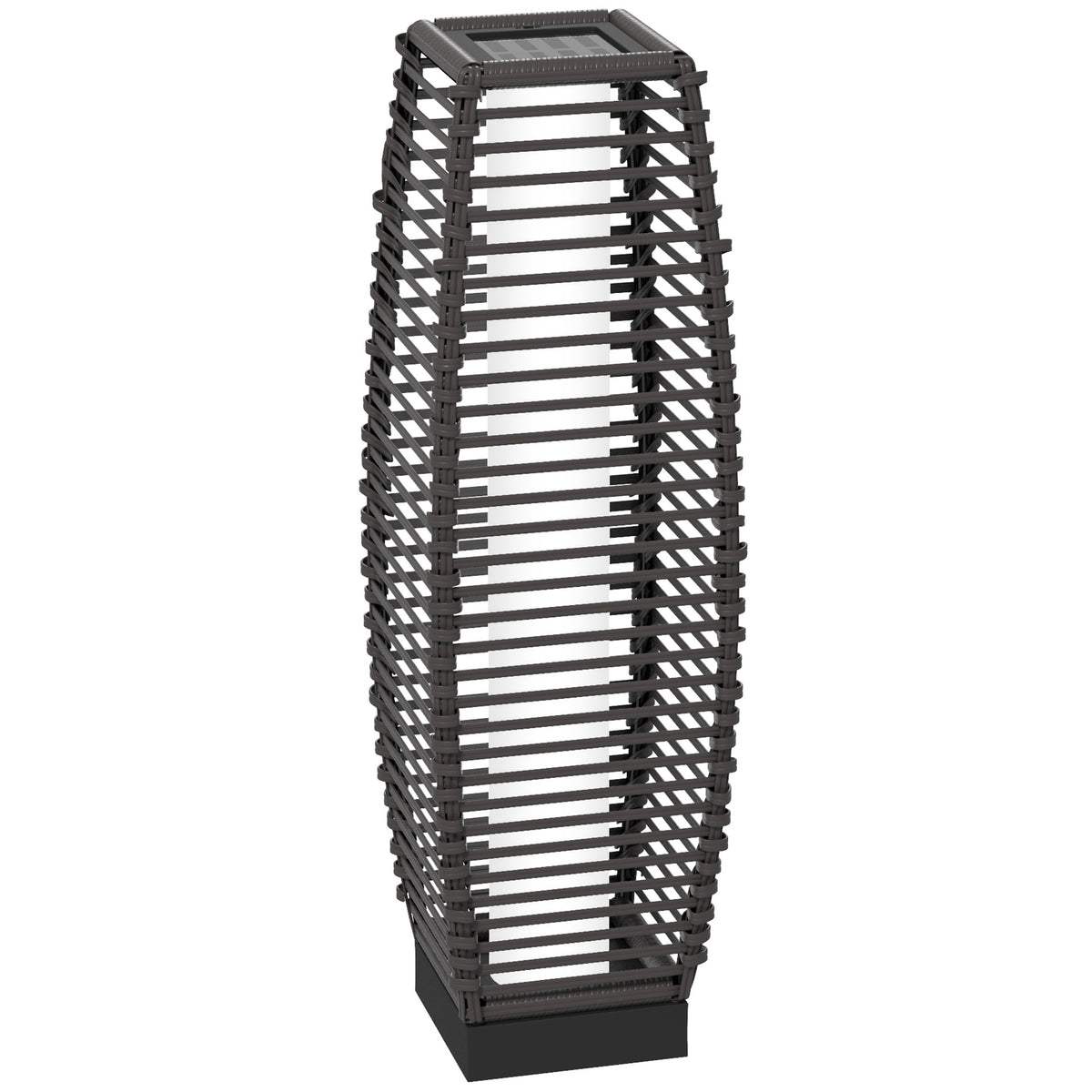 Outsunny Solar Floor Lamp, Outdoor Rattan Garden Lantern Pathway Light & Decorative Driveway Lighting With Auto On Off Led Lights For Porch, Yard, Lawn, Courtyard, Deck, Gray Gray Steel