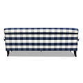 Alana Lawson Three Cushion Tightback Sofa, Blue Lattice Woven Blue Plaid Foam Fabric 3 Seat