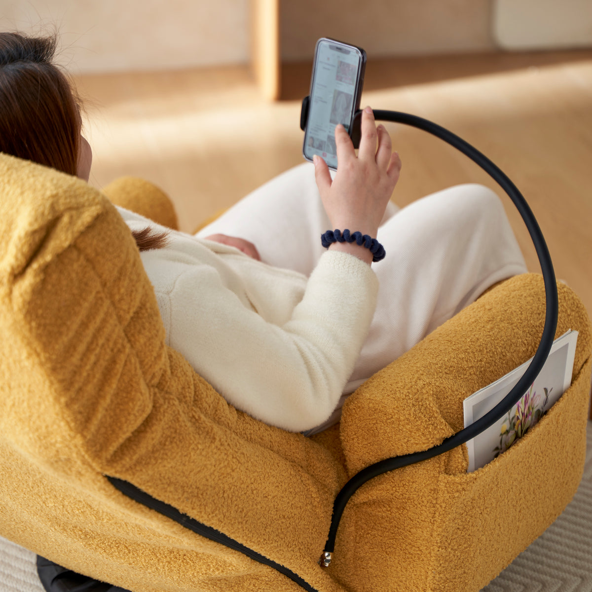 Adjustable Head And Waist, Game Chair, Lounge Chair In The Living Room, 360 Degree Rotatable Sofa Chair,Rotatable Seat Leisure Chair Deck Chair Yellow Metal Soft Cotton Metal