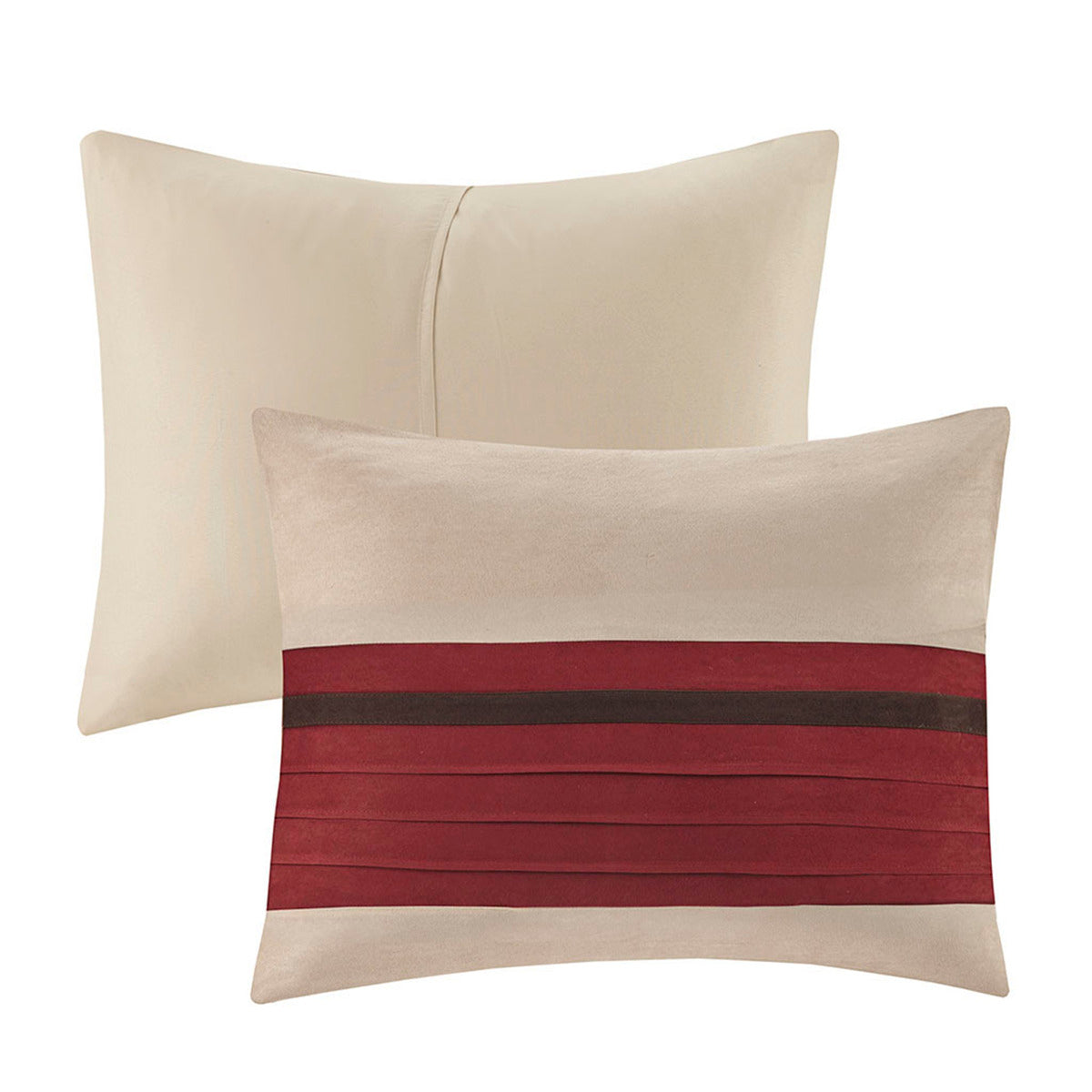 7 Pc Pieced Faux Suede Comforter Set Red Cal King California King Red Polyester