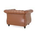 Comfy Arm Chair With Tufted Backmodern For Living Room, Bedroom And Study Brown Pu