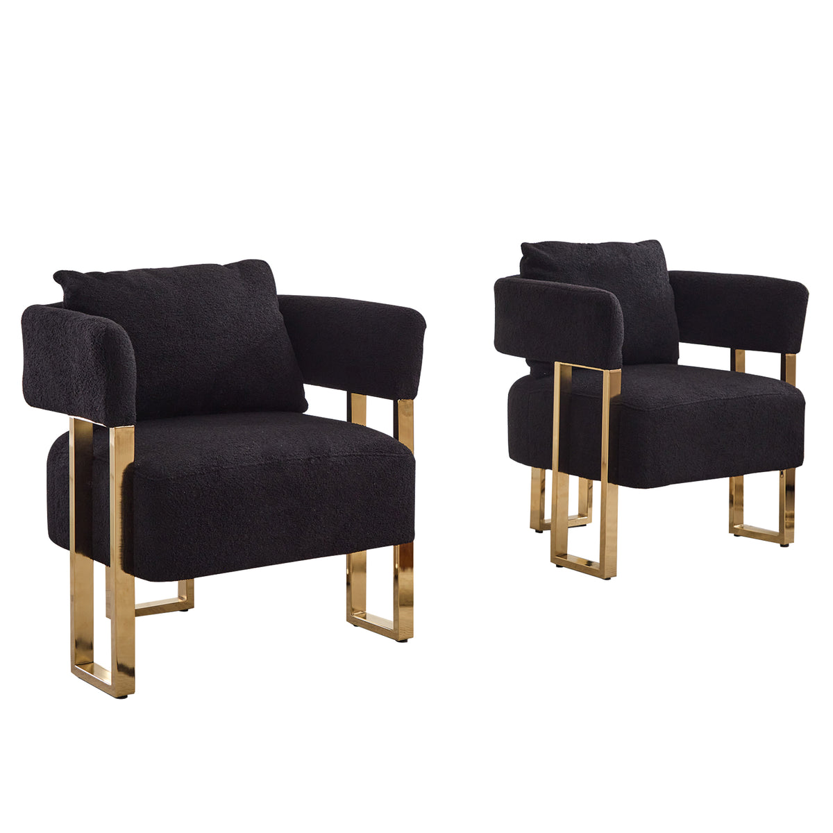 Ts Teddy Velvet Upholstered Metal Foot Sofas Black Gold Teddy 1 Seat