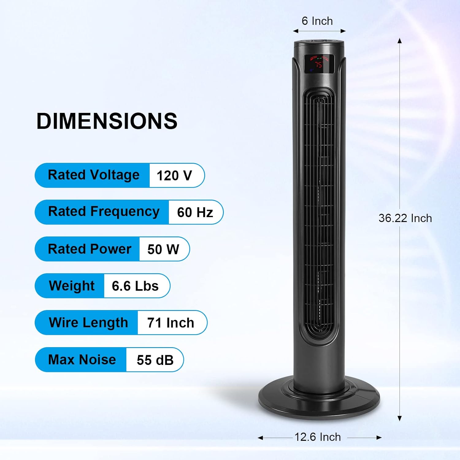 36 Inch Electric Oscillating Tower Fan With Remote Control For Indoor, Bedroom And Home Office, Black Black Plastic