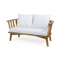 Outdoor Wooden Loveseat With Cushions White Teak 55.50
