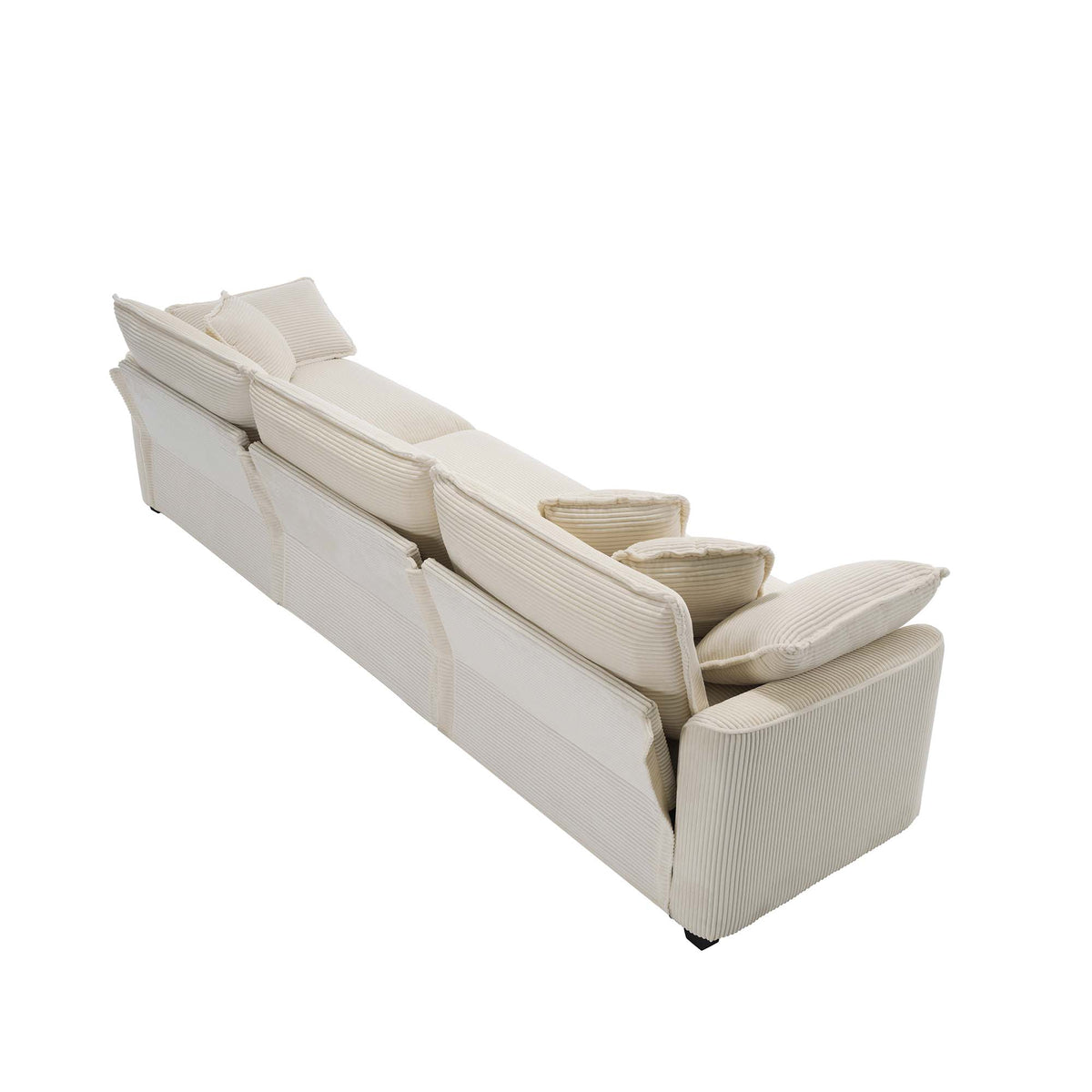 Mid Century Modern Set Of 2 Sofas With One 3 Seater Sofa And One Single Accent Chair, Light Beige Corduroy Fabric Beige Corduroy 4 Seat