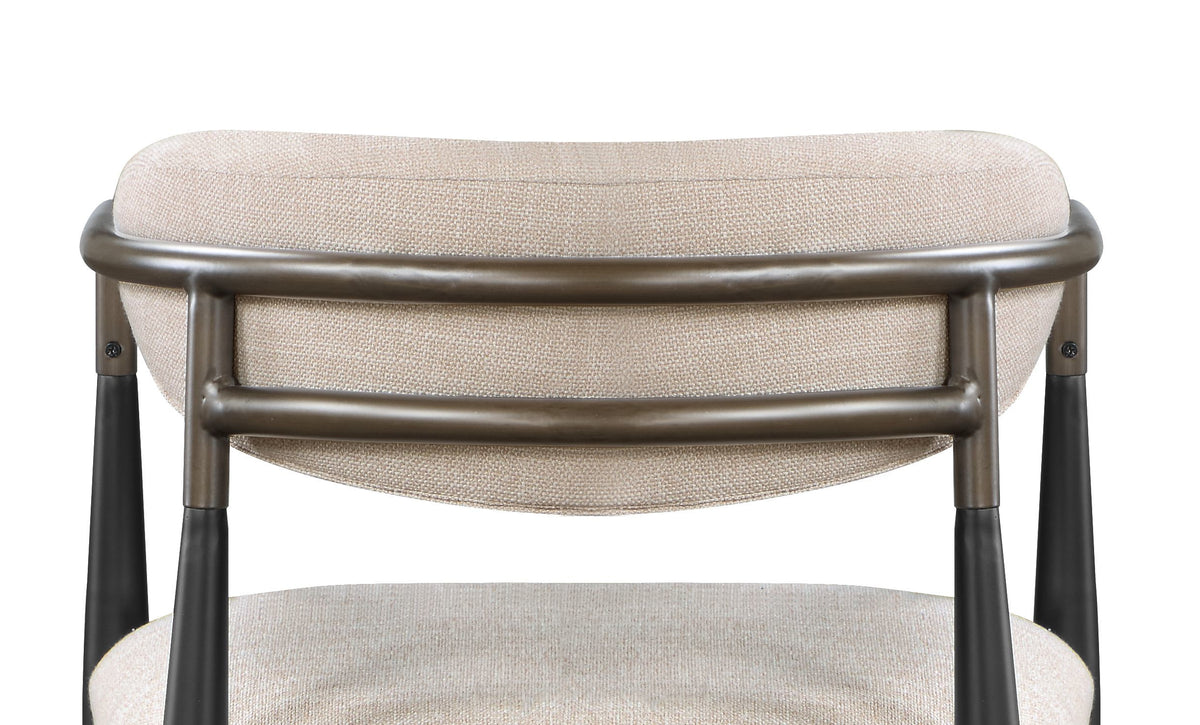 Jaramillo Beige Linen & Black Finish Side Chair Set Of 2 Beige Linen,Metal,Synthetic Wood