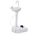 Kleankin Portable Camping Sink, Handwashing Station Basin With 4.5 Gallon Tank, Rolling Wheels & Soap Dispenser For Rv, Outdoor Events, Gatherings, Hdpe, White Antique White Plastic