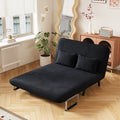 Velvet Black 55 Convertible Chair Bed, Tri Fold Sofa Bed With Adjustable Backrest & Pillow, Leisure Chaise Lounge Couch With Sturdy Steel Frame For Home & Office, Comfortable Sleeper Chair Black Velvet Metal Primary Living Space Medium Firm Contemporary