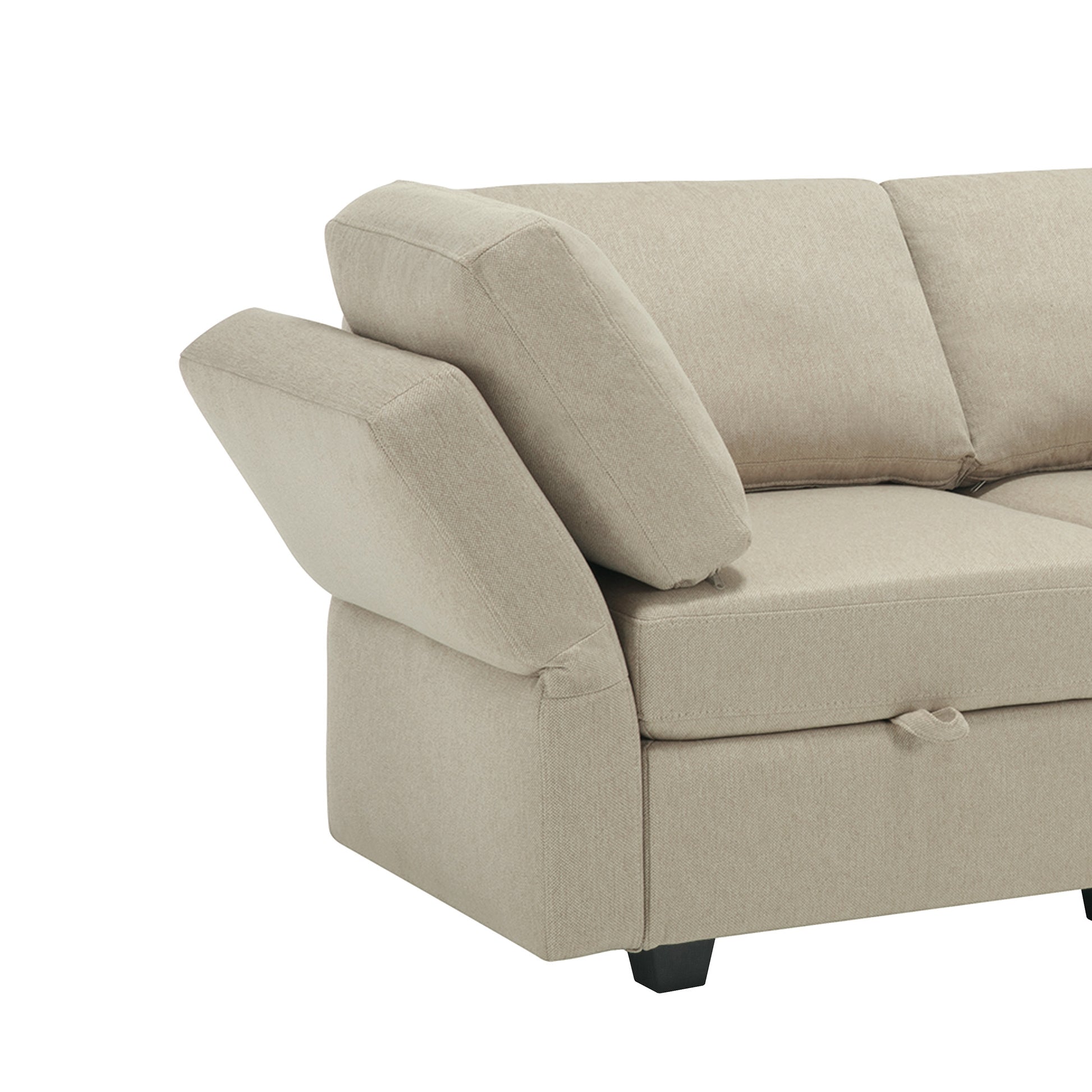 Modular Convertible U Shaped Sectional Sofa Couch With Storage Ottoman Corner Couch For Living Room, Adjustable Arms And Backs Beige Beige Polyester 4 Seat