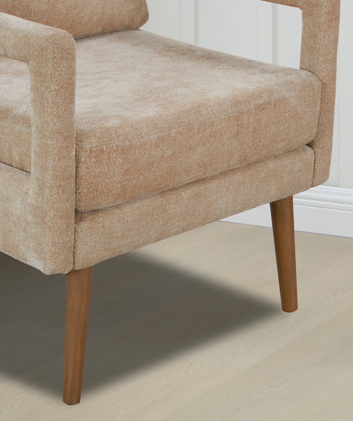 Mid Century Armchairaccent Chair With Chenille Armrest & Soft Cushion For Living Room, Bedroom, Home Office, Study, Beige Beige Foam Wood Fabric