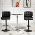 Homcom Bar Height Bar Stools Set Of 2 With Adjustable Seat, Thick Padded Cushion And Metal Footrest For Home Bar, Black Black Metal