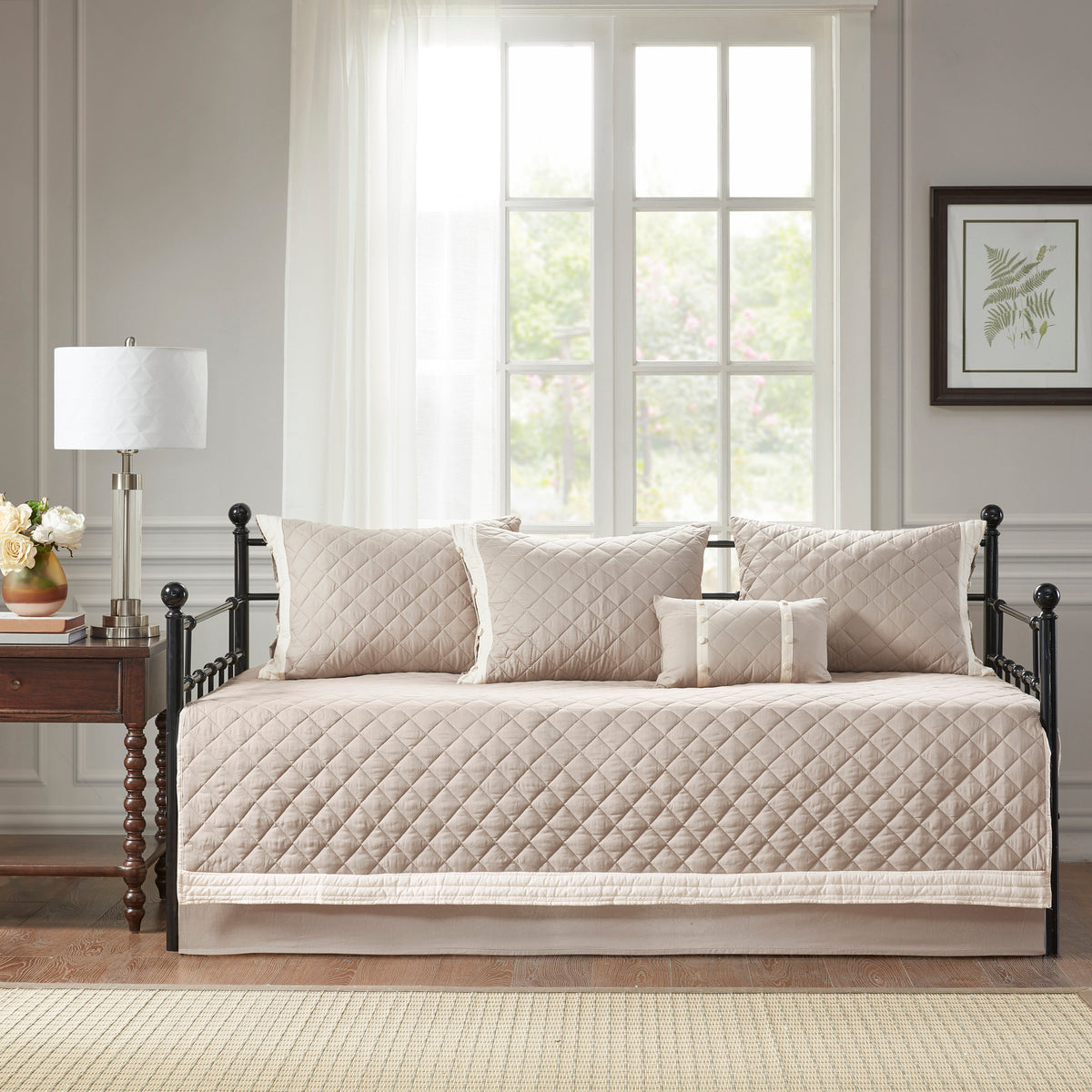 6 Piece Cotton Daybed Cover Set Khaki Daybed Khaki Polyester