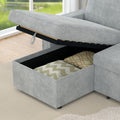 85 Inches Sofa Bed, 3 Seater Sleeper Sofa With Storage Chaise, Square Handrail With Pull And Copper Nail,Chenille Light Grey, Pull Out Couch For Living Room Light Grey Chenille 3 Seat