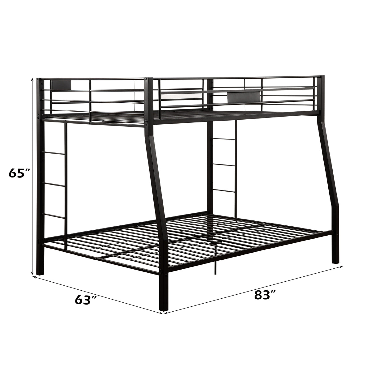 Limbra Sandy Black Finish Full Xl Queen Bunk Bed Black Metal