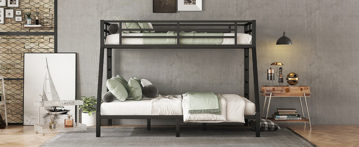 Metal Twin Xl Over Queen Bunk Bed For Teens And Adults,Space Saving Noise Reduced No Box Spring Needed Expect Arrive Date 2024 7 17 Twin Xl Black Metal