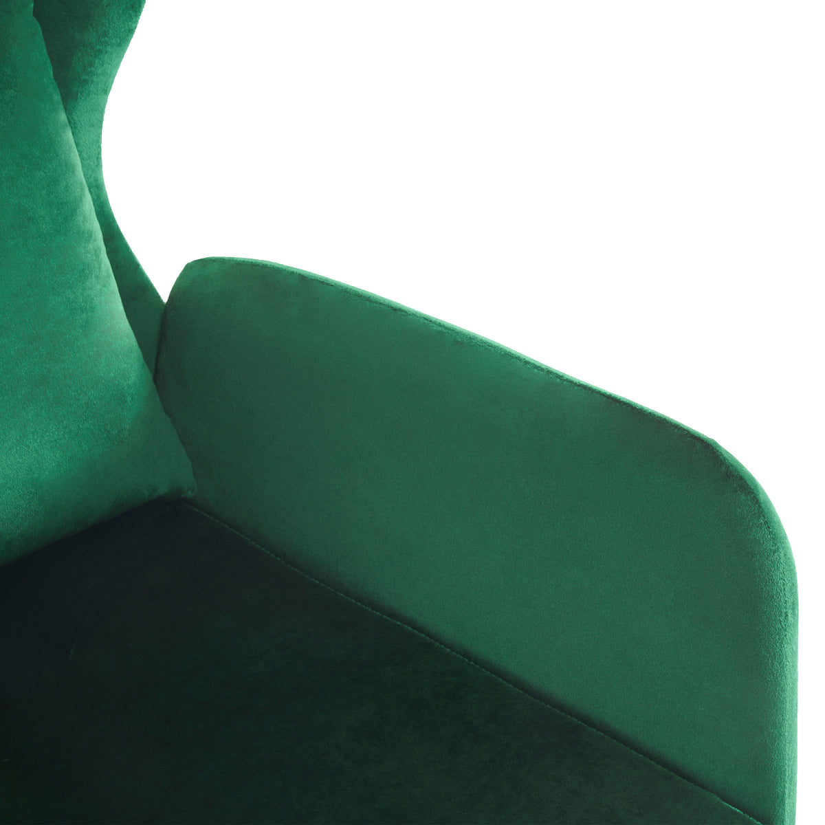 Wing Back Velvet Accent Chair, Modern Living Room Armchair Comfy Upholstered Single Sofa Chair For Bedroom Dorms Reading Reception Room With Metal Legs & Pillow, Green Green Velvet