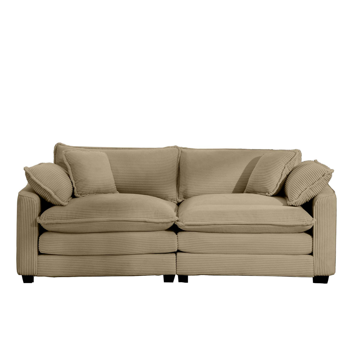 Modern Fabric Living Room Sofa With 4 Pillows Upholstered Large Deep Seating Loveseat, Tan Corduroy Tan Corduroy 2 Seat