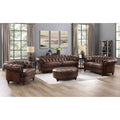 Newport Leather Chair Caramel Primary Living Space Mid Century Modern Eucalyptus Down Filling Leather