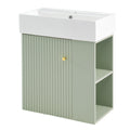 Video 21.6 Inch Modern Floating Bathroom Vanity With Ceramic Basin Perfect For Small Bathrooms, Right Side Storage Green Bathroom Ceramic Mdf