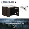 24 Inch Bathroom Cabinet With Resin Sink,Soft Close Doors,Float Mounting Design, For Small Bathroom Silver Brown Stripe Bathroom Modern Plywood Plywood