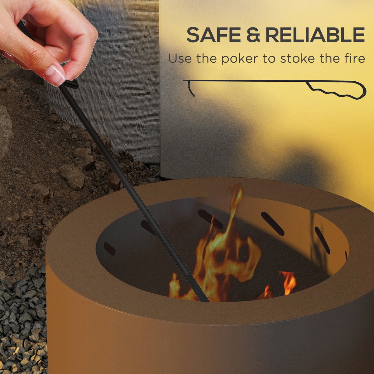 Outsunny Smokeless Fire Pit, 19" Portable Wood Burning Firepit With Poker, Low Smoke Camping Bonfire Stove For Backyard Patio Picnic, Stainless Steel, Bronze Bronze Steel