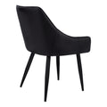 Dining Chair, Set Of 2, Side, Upholstered, Kitchen, Dining Room, Black Leather Look, Black Metal, Contemporary, Modern Black Foam Faux Leather