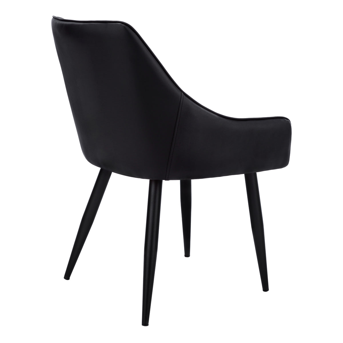 Dining Chair, Set Of 2, Side, Upholstered, Kitchen, Dining Room, Black Leather Look, Black Metal, Contemporary, Modern Black Foam Faux Leather