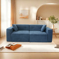Modern Teddy Velvet Sofa,Full Foam 3 Seat Compression Sofa,The Soft Polyester Cotton Cushion And Wide Seating Depth Make The Large Sofa Have A Small Volume Blue Linen Wood Primary Living Space Soft