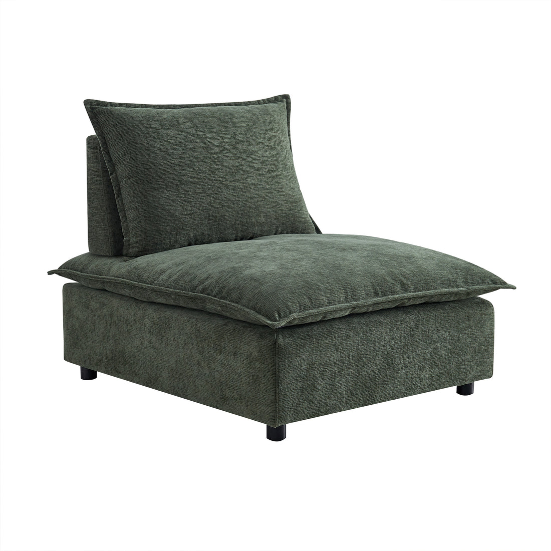 Modern Upholstered Chair Leisure Sofa Lounge Chair Removable Pillow Armless Accent Chair For Living Room, Bedroom, Corner Chair, Backrest Adjustable Fore And After Green Wood Medium Soft Foam Chenille 1 Seat