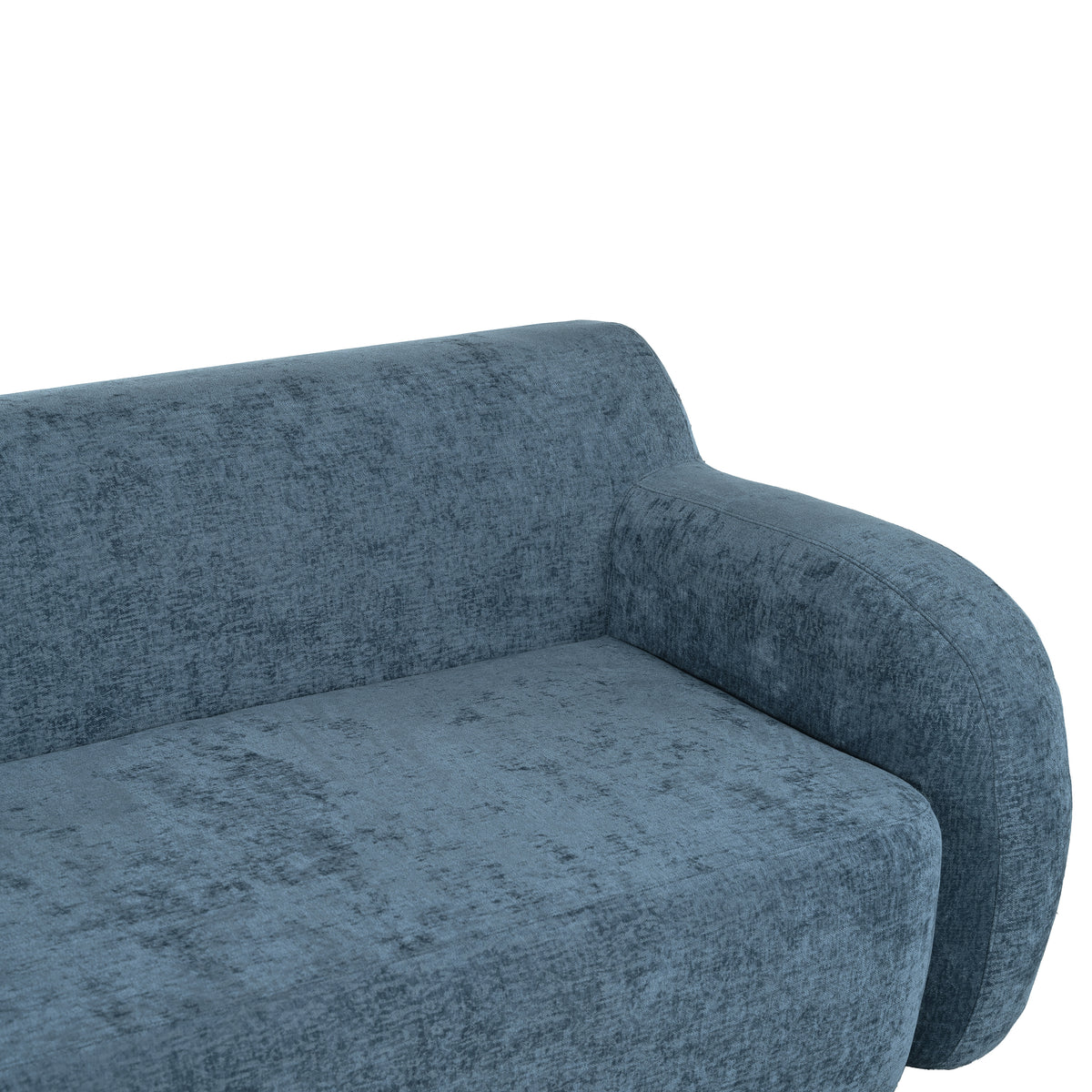 81.5'' Minimalist Curved Upholstered Sofa, 3 Seat Modular Casual Sofa For Living Room, Bedroom, And Apartments Dark Blue Polyester 3 Seat