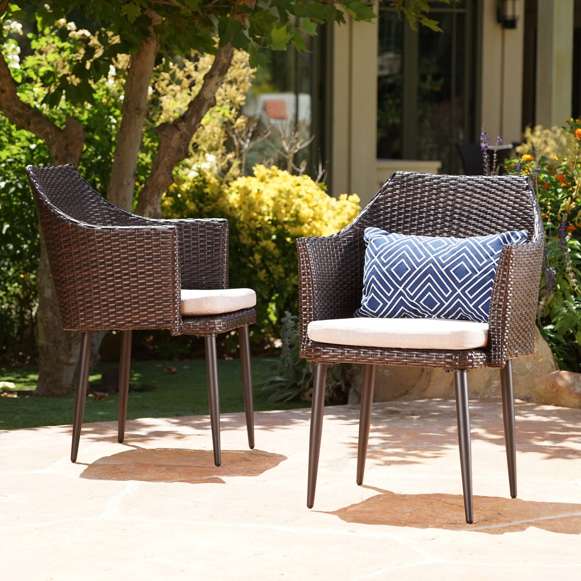 Kennethchair Brown Multi Pe Rattan Iron Waterproof Fabric