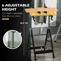 Homcom Work Bench Tool Stand With Adjustable Height And Angle, Carpenter Saw Table With 4 Clamps, Steel Frame, 220Lbs Capacity Natural Wood Mdf Iron