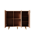 Storage Cabinet With Three Doors,Wood Sideboard Buffet Storage With Adjustable Shelf,Wood Coffee Bar Cabinet,Kitchen Buffet Cabinet Cupboard,46.85''W X 13.5''D X 38.19''H. Orange Yellow Particle