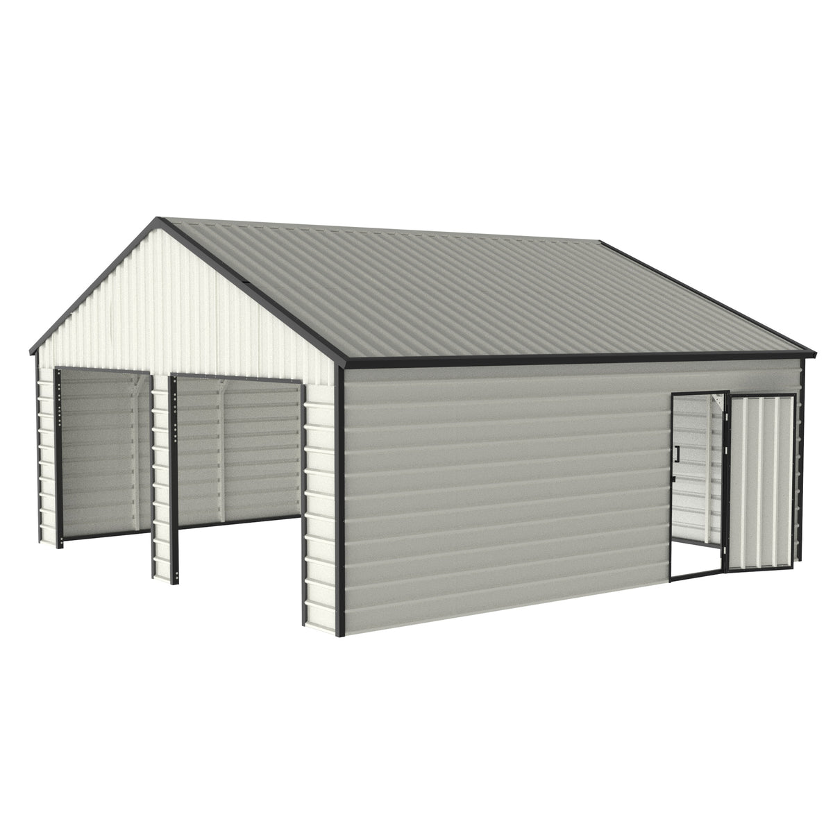 23Ft X 22Ft Double Garage Metal Shed With Side Entry Door White Garden & Outdoor Metal