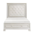 Classic Luxury Pearl White Finish King Bed Button Tufted Upholstered Headboard Bedroom Furniture 1Pc, Dart Molding Design Panels Box Spring Required King White Wood Bedroom Bed Frame Polyester Wood