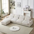 128 Inch Corduroy With Cup Holder Super Large L Shaped Sofa, Movable Footrest, Four Waist Pillows And Four Back Cushion, With Usb Port And T Pyce Port Beige Corduroy 3 Seat