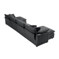 Corduroy Sofamodern Upholstered 4 Seater With 3 Footstools Corduroy Fabric Sofaoffice Living Room Apartment Comfortable Sofa, Easy To Assemble With 2 Arm Pillows And 4 Throw Pillows Grey Corduroy 4 Seat