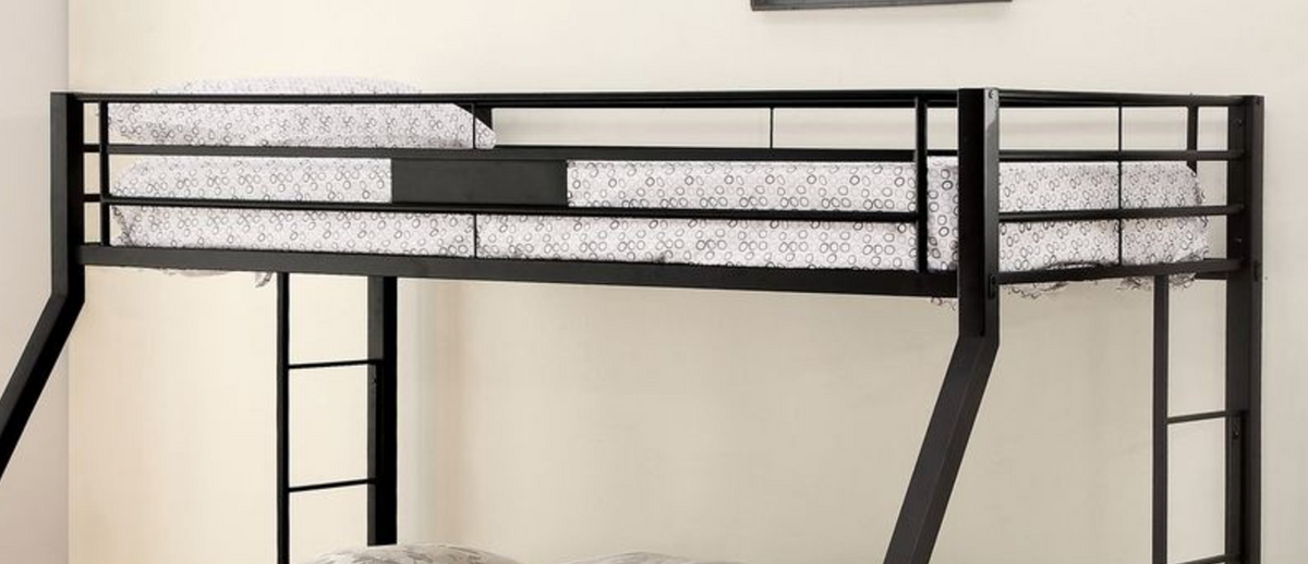 Limbra Sandy Black Finish Twin Xl Queen Bunk Bed Black Metal