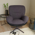 360 Swivel Accent Chair, Modern Chenille Lounge Chair With Faux Leather And Black Metal Base Frame, Comfortable Reading Chair For Small Spaces, Living Room, Bedroom, Reading Corner, Office, Dark Gray Black,Dark Gray Brown Primary Living Space