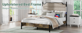 King Size Bed Frame With Upholstered Headboardqueen Bed Frame With Charging Station And Led Lights, Wood Slats, Easy Assembly,No Box Spring Needed,Industrial Brown Box Spring Not Required King Brown Metal Bedroom Bed Frame Mdf Metal