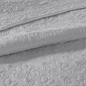 Reversible Quilt Set Grey King Cal King King Grey Cotton