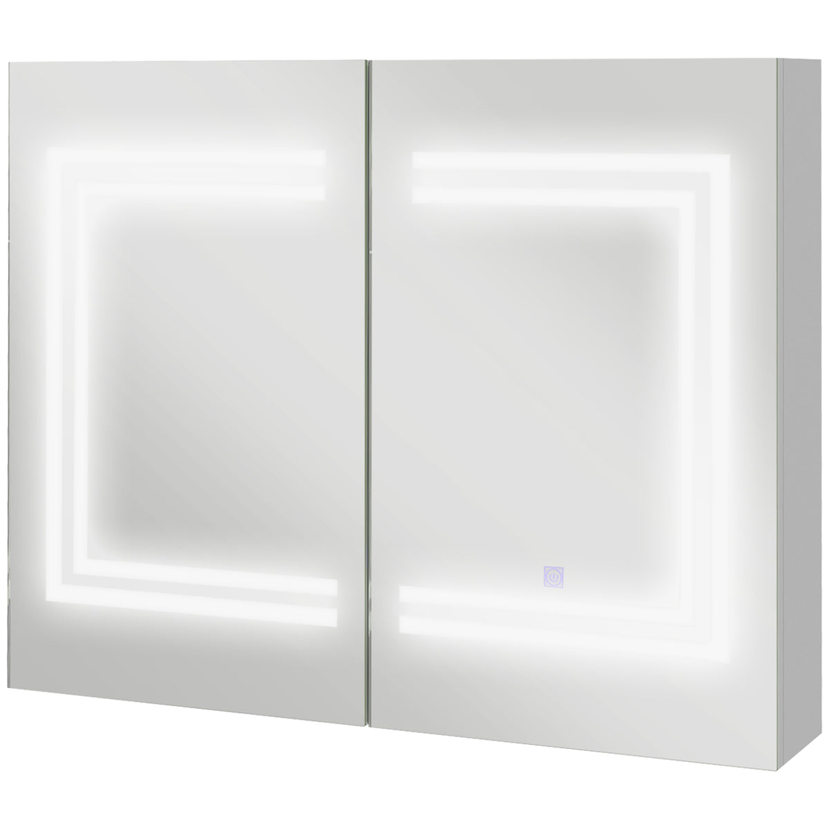 Kleankin Lighted Medicine Cabinet With Mirror, 26" X 32" Wall Mounted Bathroom Mirror With Storage, Bathroom Wall Cabinet With Usb Charge, 3 Color Lights And Adjustable Shelf, High Gloss White White Mdf
