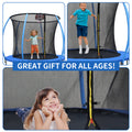 10Ft Trampoline With Enclosure Recreational Trampolines With Ladder And Anti Rust Coating, Pumpkin Shaped Trampoline With Slide And Basket Board, Astm Approval Outdoor Trampoline For Kids Black Blue