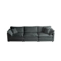 Mid Century Modern Couch 3 Seater Sofa With 2 Armrest Pillows And 3 Toss Pillows, Couch For Living Room Gray Chenille Gray Chenille 3 Seat